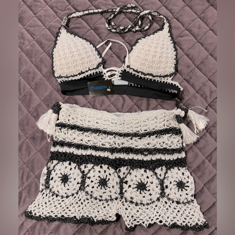 D  Malikah  Crotchet Swimwear Halter Cheeky Swimsuit Bathing Suit